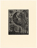 Artist: HANRAHAN, Barbara | Title: Girl and the moon | Date: 1990 | Technique: relief-etching, printed in black ink, from one plate