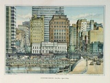 Artist: Freedman, Harold. | Title: Customs House - Yarra River - Queens Bridge. | Date: 1962 | Technique: lithograph, printed in black ink; hand-tinted