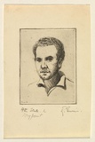 Artist: b'EWINS, Rod' | Title: b'[self-portrait].' | Date: 1963 | Technique: b'drypoint, printed in black ink, from one copper plate'