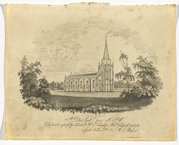 Title: bAustralian churches, St Peter's, Cook River, NSW. | Date: 1847-48 | Technique: b'wood-engraving, printed in black ink, from one block'