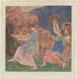Artist: BUNNY, Rupert | Title: Aux nymphes [Nymphs]. | Date: 1920 | Technique: monotype, printed in colour, from one zinc plate