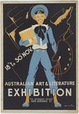 Artist: b'Milne, Beatrice.' | Title: b'Australian art & literature exhibition' | Date: 1940 | Technique: b'screenprint, printed in colour, from multiple stencils'