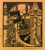 Artist: b'Meadows, Ron.' | Title: b'Circe' | Date: c.1932 | Technique: b'linocut, printed in black ink, from one block'