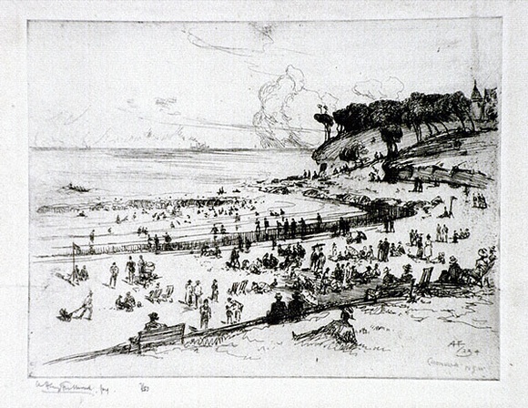 Artist: b'FULLWOOD, A.H.' | Title: b'Cronulla Beach.' | Date: 1924 | Technique: b'etching, printed in black ink, from one plate'