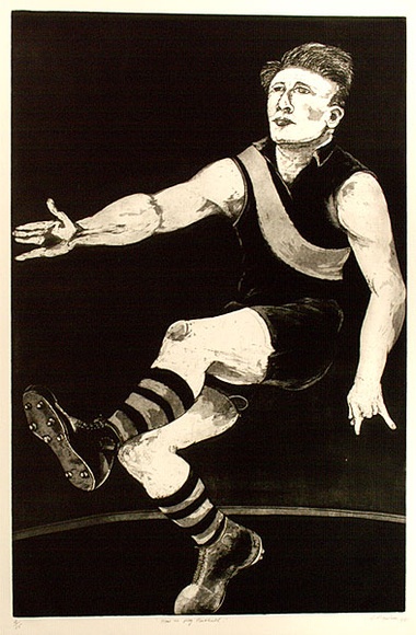 Artist: b'Moynihan, Danny.' | Title: b'How to play football' | Date: 1981 | Technique: b'aquatint, etching, and drypoint printed in black ink, from one plate'