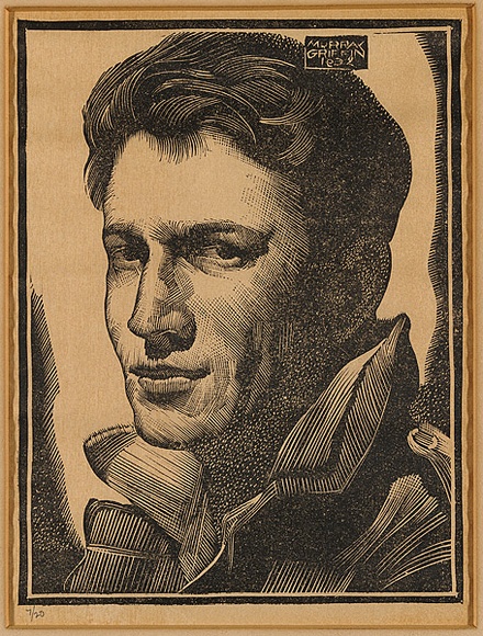 Title: b'Self portrait' | Date: 1932 | Technique: b'linocut, printed in black ink, from one block'