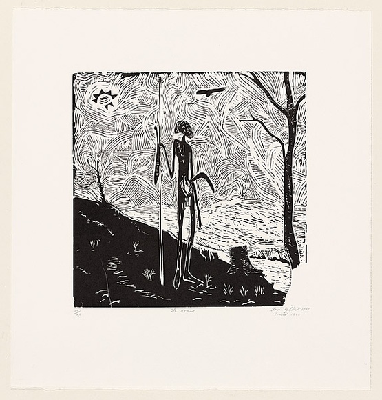 Artist: b'Gilbert, Kevin.' | Title: b'The nomad' | Date: 1967 | Technique: b'linocut, printed in black ink, from one block'