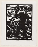 Artist: b'Belvedere, Dominic.' | Title: b'Fallout' | Date: 1999 | Technique: b'linocut, printed in black ink, from one block'