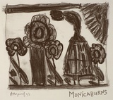 Artist: b'Burns, Monica' | Title: b'not titled [outdoor scene with flowers]' | Date: 1980s | Technique: b'lithograph, printed in black ink, from one stone'