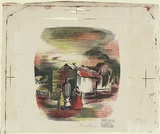 Artist: b'Jack, Kenneth.' | Title: b'The constable and his family, Gulgong' | Date: 1953 | Technique: b'lithograph, printed in colour, from three zinc plates' | Copyright: b'\xc2\xa9 Kenneth Jack. Licensed by VISCOPY, Australia'