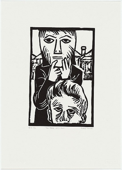 Artist: b'Rooney, Robert.' | Title: b'The mask 1957 - 2001' | Date: 1957 | Technique: b'linocut, printed in black ink, from one block' | Copyright: b'Courtesy of Tolarno Galleries'