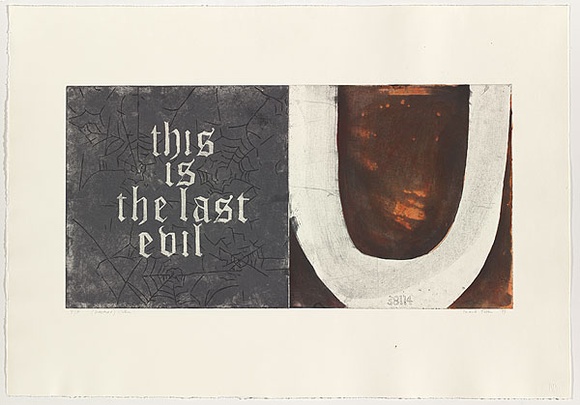 Artist: b'Tillers, Imants.' | Title: b'Diaspora/ [This is the last evil]' | Date: 1997 | Technique: b'etching, printed in colour, from multiple plates' | Copyright: b'Courtesy of the artist'