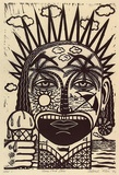 Artist: b'Klein, Deborah.' | Title: b'Luna Park face' | Date: 1996 | Technique: b'linocut, printed in black ink, from one block'