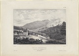 Title: b'Vue des d\xc3\xa9frichemens. Au pied du Mont Wellington. Ile Van Diemen. (Clearings at the foot of Mount Wellington).' | Date: 1833 | Technique: b'lithograph, printed in black ink, from one stone'