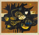 Artist: b'Coburn, John.' | Title: b'Sentinel [1].' | Date: 1962 | Technique: b'screenprint, printed in colour, from seven stencils'