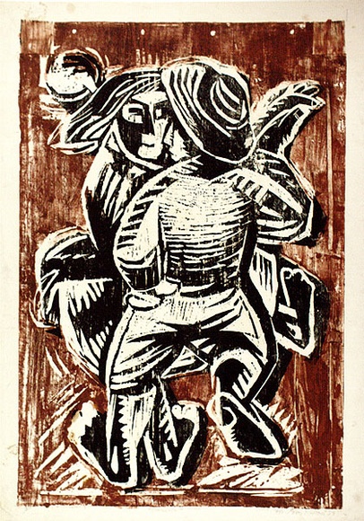 Artist: b'Kubbos, Eva.' | Title: b'Dancers' | Date: 1959 | Technique: b'printed in colour from two blocks'