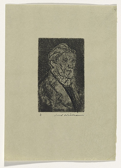 Artist: b'WILLIAMS, Fred' | Title: b'Merchant seaman. Number 2' | Date: 1955-56 | Technique: b'etching, aquatint, engraving and rough biting, printed in black ink, from one zinc plate' | Copyright: b'\xc2\xa9 Fred Williams Estate'