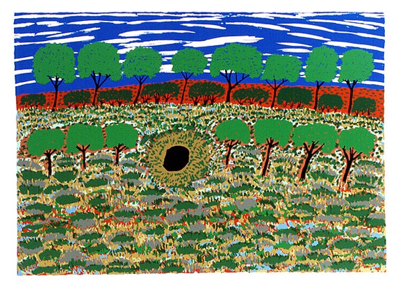 Artist: b'Pike, Jimmy.' | Title: b'Jila Japingka' | Date: 1991 | Technique: b'screenprint, printed in colour, from multiple stencils'