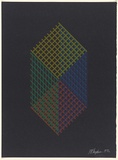 Artist: Flugelman, Bert. | Title: (Cube in mesh). | Date: 1972 | Technique: screenprint, printed in colour, from six stencils | Copyright: © Bert Flugelman