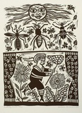 Artist: b'HANRAHAN, Barbara' | Title: b'Butterfly hunter.' | Date: 1989 | Technique: b'linocut, printed in black ink, from one block'