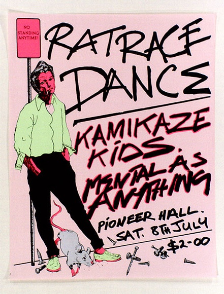 Title: b'Ratrace dance.' | Date: 1978 | Technique: b'screenprint, printed in colour, from multiple stencils' | Copyright: b'\xc2\xa9 Michael Callaghan, Redback Graphix'