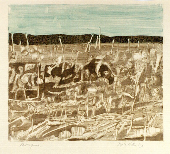 Artist: b'Allen, Joyce.' | Title: b'(Landscape with trees).' | Date: 1987 | Technique: b'monotype, printed in colour from one plate'