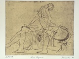 Artist: b'Fransella, Graham.' | Title: b'Two figures' | Date: 1992 | Technique: b'softground etching, printed in black ink, from one plate' | Copyright: b'Courtesy of the artist'