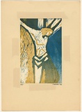 Title: b'not titled [Christ on the cross]' | Date: 1950s-60s | Technique: b'linocut, printed in colour, from multiple blocks'