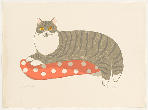 Artist: b'Russell, Joan.' | Title: b'Minto cat.' | Date: 1986 | Technique: b'screenprint, printed in colour, from eight stencils'