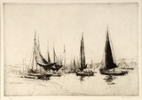 Artist: b'LONG, Sydney' | Title: b'Fishing boats, Kings Lynn' | Date: (1919) | Technique: b'line-etching, printed in warm black ink, from one copper plate' | Copyright: b'Reproduced with the kind permission of the Ophthalmic Research Institute of Australia'