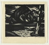 Artist: b'AMOR, Rick' | Title: b'The beast.' | Date: 1988 | Technique: b'woodcut, printed in black ink, from one block'