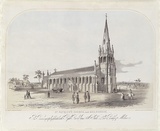 Artist: GILL, S.T. | Title: St Patrick's Church, East Melbourne. | Date: 1854 | Technique: lithograph, printed in colour, from multiple stones