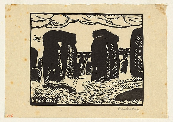 Artist: b'Brodzky, Horace.' | Title: b'Stonehenge.' | Date: 1919 | Technique: b'linocut, printed in black ink, from one block'