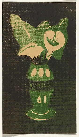 Artist: b'Bell, George..' | Title: b'(Arum lilies).' | Technique: b'linocut, printed in black ink, from one block'