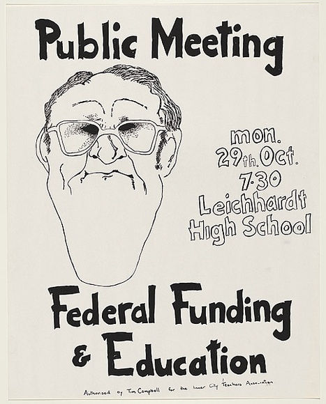 Artist: b'UNKNOWN' | Title: b'Public meeting /Federal funding & education' | Date: 1979 | Technique: b'screenprint, printed in black ink, from one stencil'