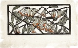 Artist: b'PRESTON, Margaret' | Title: b'Mistletoe' | Date: 1930 | Technique: b'woodcut, printed in black ink, from one block; hand-coloured' | Copyright: b'\xc2\xa9 Margaret Preston. Licensed by VISCOPY, Australia'