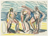 Artist: Furlonger, Joe. | Title: 3 surfers | Date: 1989 | Technique: lithograph, printed in colour, from seven stones