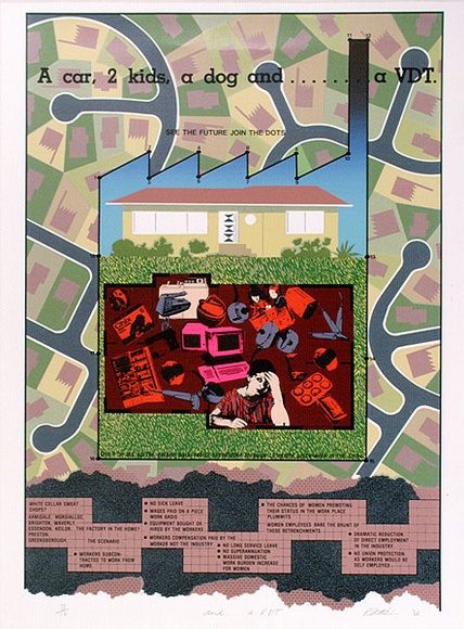 Artist: b'Clutterbuck, Bob.' | Title: b'And...a V.D.T.' | Date: 1984 | Technique: b'screenprint, printed in colour, from multiple stencils'