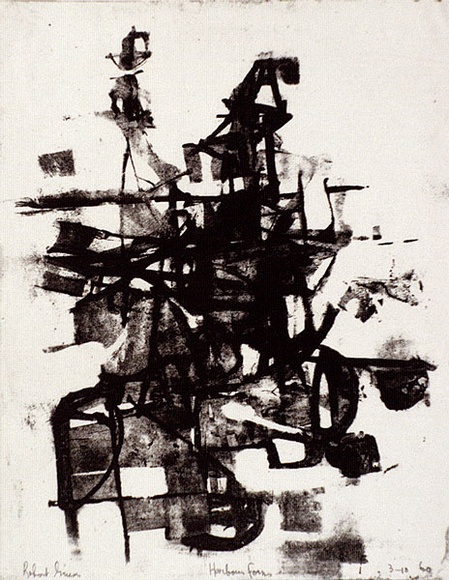 Artist: b'Grieve, Robert.' | Title: b'Harbour forms' | Date: 1960 | Technique: b'lithograph, printed in black ink, from one hard-grained aluminium plate'