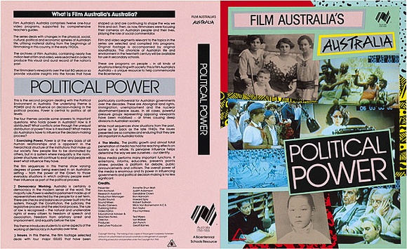 Artist: REDBACK GRAPHIX | Title: Video cassette cover: Political power | Date: 1980 | Technique: offset-lithograph, printed in colour