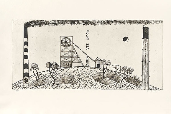 Artist: b'Bray, Vincent.' | Title: b'not titled [Mount Isa mines]' | Date: 2001 | Technique: b'etching, printed in black ink, from one plate'