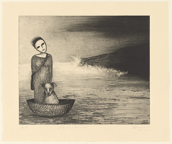 Artist: Perrow, Deborah. | Title: Lily, me + the mountain | Date: 2000 | Technique: etching, printed in black ink, from one plate