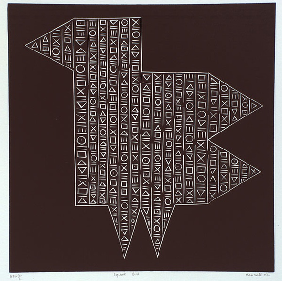 Artist: b'Marshall, John.' | Title: b'Square bird' | Date: 2002, March | Technique: b'linocut, printed in black ink, from one block'