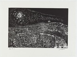 Title: The first time I saw the stars. | Date: 1994-1999 | Technique: woodcut, printed in black ink, from one kauri pine woodblock | Copyright: © Salvatore Zofrea, 1994-1999