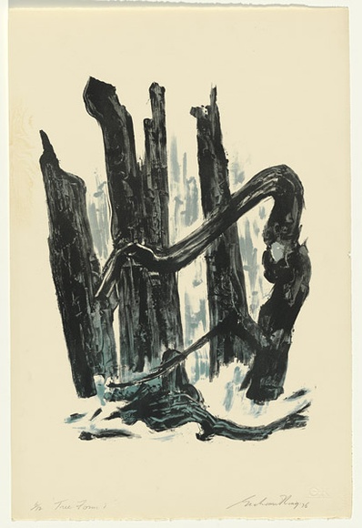 Artist: b'KING, Grahame' | Title: b'Tree form I' | Date: 1976 | Technique: b'lithograph, printed in colour, from two stones [or plates]'