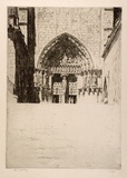 Artist: b'LINDSAY, Lionel' | Title: b'The Great Door, Burgos' | Date: 1929 | Technique: b'etching, printed in black ink, from one plate' | Copyright: b'Courtesy of the National Library of Australia'