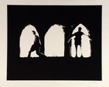 Artist: b'Conacher, Andrew.' | Title: b'(Poster of two figures in archways).' | Date: c.1974 | Technique: b'screenprint, printed in black ink, from one stencil'