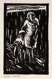 Artist: Carter, Maurie. | Title: (Woman, child and cat). | Date: (1949) | Technique: linocut, printed in black ink, from one block