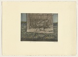 Title: Wagon and stool | Date: 1980 | Technique: etching and aquatint, printed in colour, from multiple plates; hand-coloured