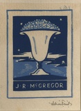 Artist: FEINT, Adrian | Title: Bookplate: J.R. McGregor. | Date: (1935) | Technique: wood-engraving, printed in colour, from two blocks in dark and light blue inks | Copyright: Courtesy the Estate of Adrian Feint